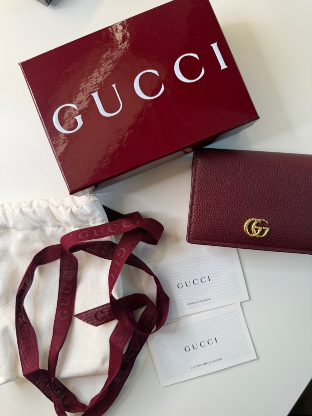 NWT Gucci Bi-color GG Marmont wallet Rosso Ancora Red & Pink leather Immaculate